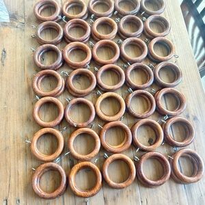 Set of 70 Wooden Curtain Rings with Screws 2.5” - Warm Brown